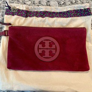 Tory Burch suede/leather wristlet